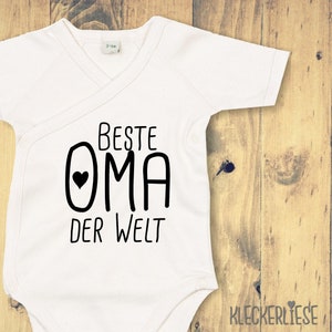 kleckerliese wikkelbabybody &quot;Beste oma ter wereld&quot; babybody romper wikkelbody biologische kimono korte mouw
