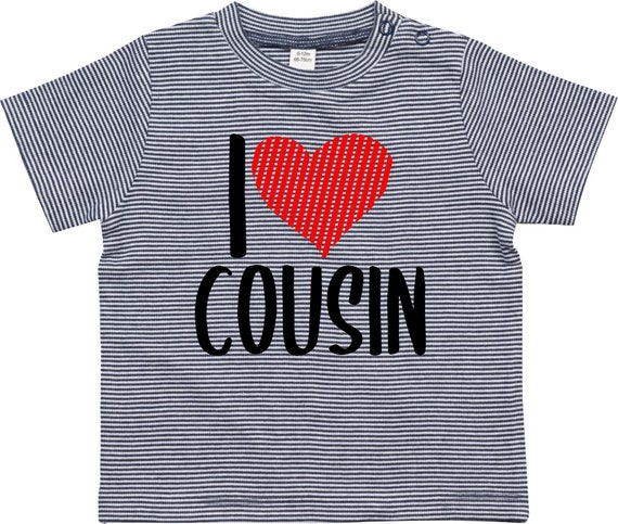 kleckerliese strip Baby Shirt "I Love Cousin" Jungen Mädchen Nicki Kurzarm gestreift