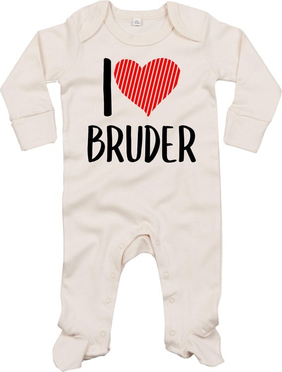 Kleckerliese Baby Schlafanzug "I Love Bruder" Sleepsuit Langarm Jungen Mädchen Einteiler Strampler