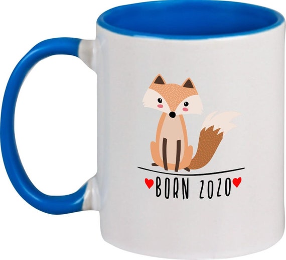 kleckerliese Kindertasse Teetasse Tasse Motiv "Born 2020 Tiermotiv Fuchs" Milch Kakao Kaffeetasse