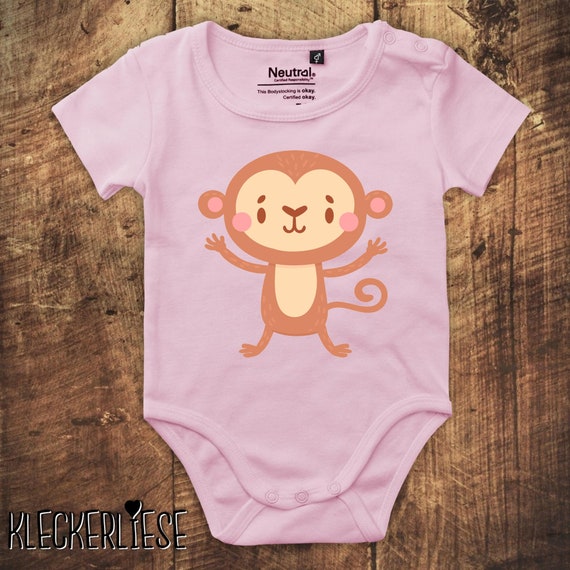 kleckerliese Babybody Body "Tiermotiv Affe" Fair Wear, Bio, Organic Baby Jungen Mädchen