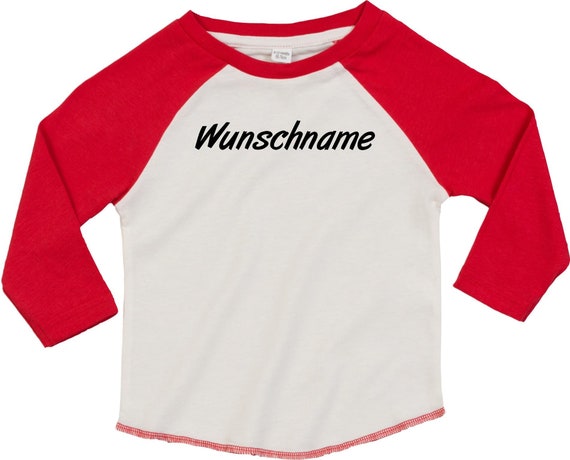 Kleckerliese Baby Kinder T-Shirt mit Wunschnamen Langarmshirt  "Motiv" Raglan-Ärmel Jungen Mädchen