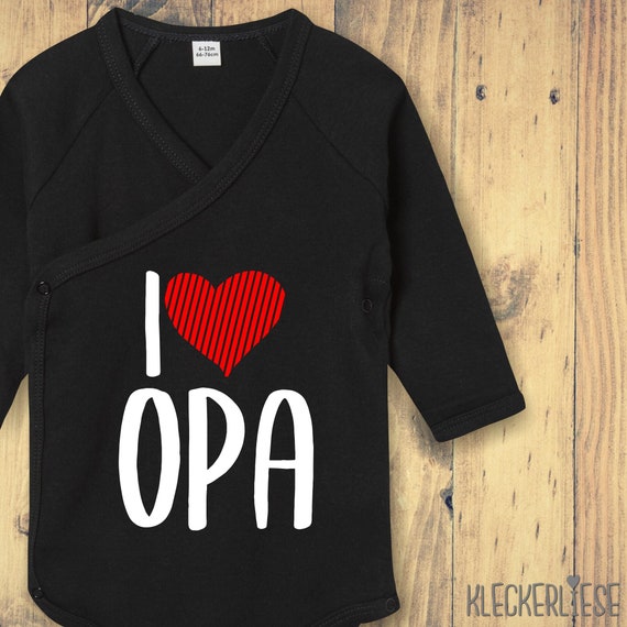 Langarm Wickel Baby Body "I Love Opa" Babybody Strampler