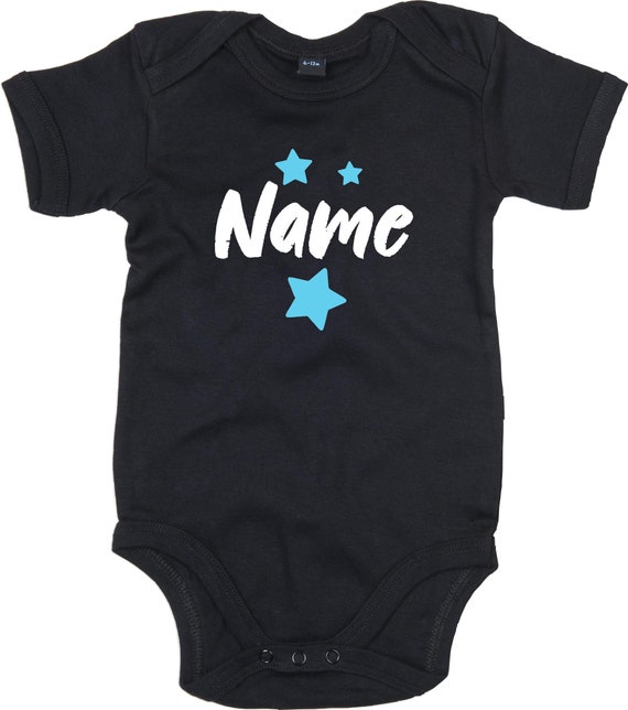 kleckerliese Baby Body "Name Wunschname Sterne" Babybody Strampler Jungen Mädchen Kurzarm