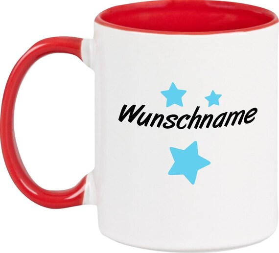 kleckerliese Kindertasse Teetasse Tasse Motiv "Name Wunschname Sterne" Milch Kakao Kaffeetasse