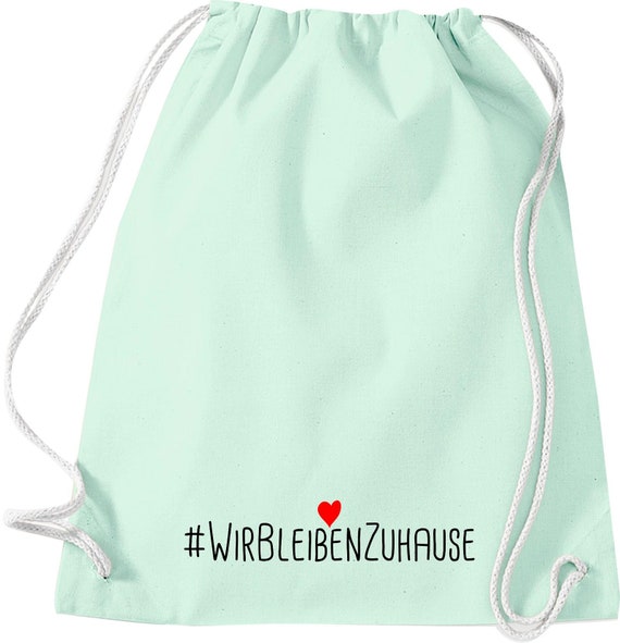 Kleckerliese Gymsack "Wir Bleiben Zuhause #wirbleibenzuhause" Rucksack Bag Stoffbeutel Turnbeutel Tragetasche