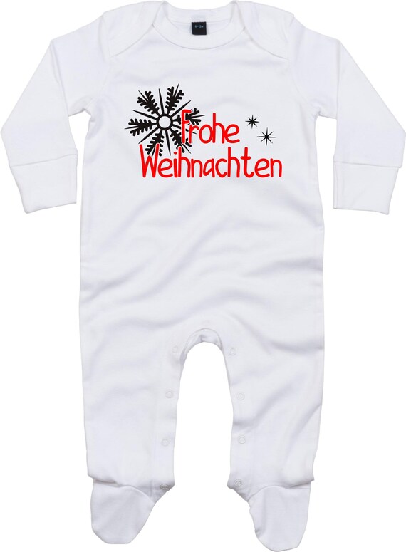 Kleckerliese Baby Schlafanzug "Frohe Weihnachten Sterne Eisstern" Sleepsuit Jungen Mädchen