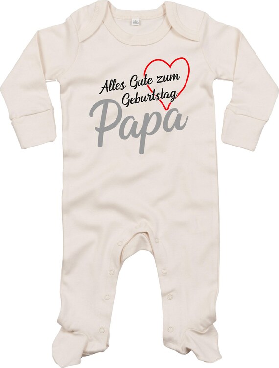 Kleckerliese Baby Schlafanzug "Alles Gute PAPA Herz" Sleepsuit Langarm Jungen Mädchen Einteiler Strampler