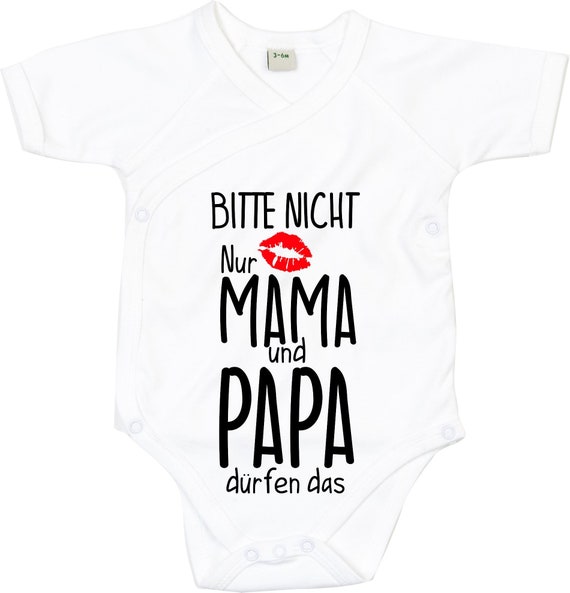 kleckerliese Wickel Baby Body "Bitte nicht Küssen, nur Mama und Papa dürfen das" Babybody Strampler Wickelbody Organic Kimono Kurzarm