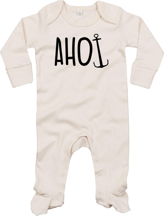 Kleckerliese Baby Schlafanzug "Ahoi Anker" Sleepsuit Langarm Jungen Mädchen Einteiler Strampler