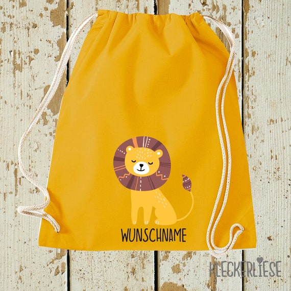 Kleckerliese gym bag "Lion with desired name" backpack bag fabric bag carrying bag daycare school enrollment gym bag change of clothes 27 colors