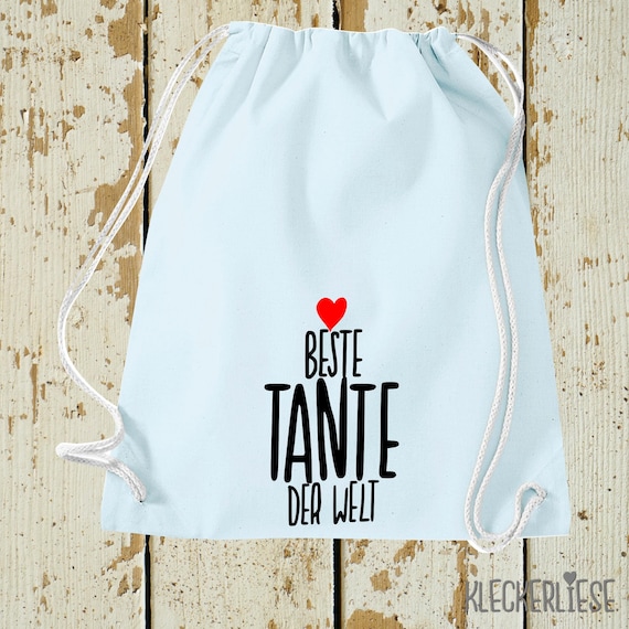 Kleckerliese Gymsack "Beste Tante der Welt" Rucksack Bag Stoffbeutel Turnbeutel Tragetasche