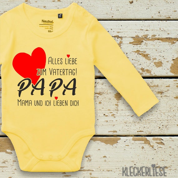 Kleckerliese Father's Day Long Sleeve Bodysuit "Happy Father's Day Dad Mom and I love you" Fair Wear Organic Baby Bodysuit