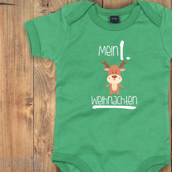 Baby Body "Mein 1. Weihnachten" Babybody Strampler Jungen Mädchen Kurzarm