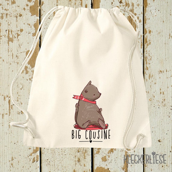 Kleckerliese Turnbeutel "Big Cousine Bär" Rucksack Bag Stoffbeutel Gymsack Kita Schule  Einschulung Wechselsachen 27 Farben