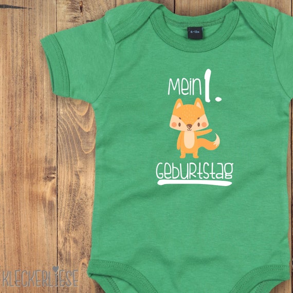 Baby Body "Mein 1. Geburtstag Fuchs" Babybody Strampler Jungen Mädchen Kurzarm