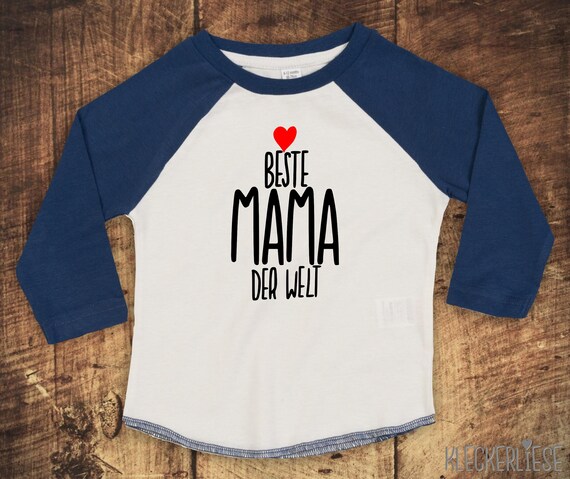 Kleckerliese Baby Kinder T-Shirt Langarmshirt  "Beste Mama der Welt" Raglan-Ärmel Jungen Mädchen