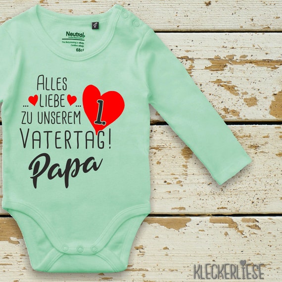 Kleckerliese Father's Day Long Sleeve Bodysuit "Happy Birthday to our 1st Father's Day Dad" Fair Wear Organic Baby Bodysuit