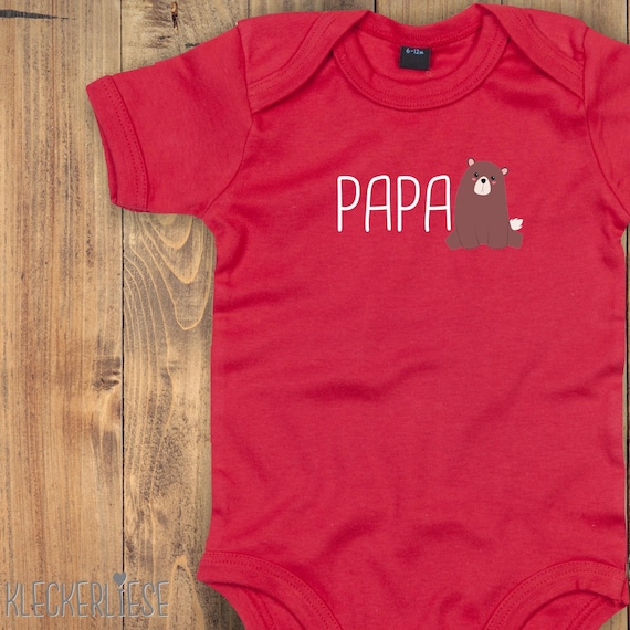 kleckerliese Baby Body "Papabär Papa Bär" Babybody Strampler Jungen Mädchen Kurzarm