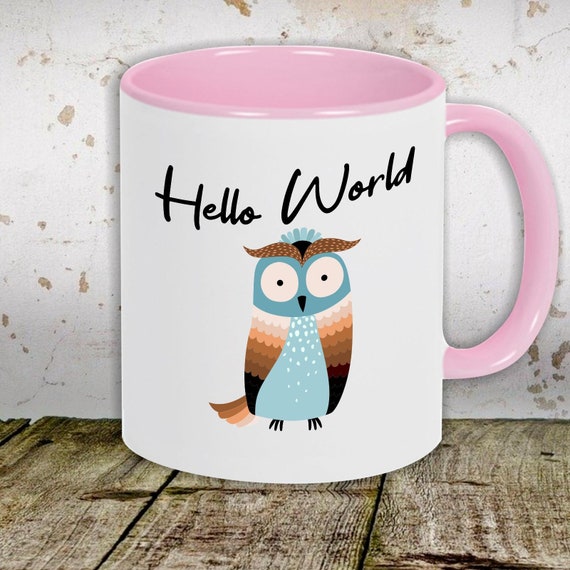 Kaffeetasse Tasse Motiv "Hello World Eule" Tasse Teetasse Milch Kakao