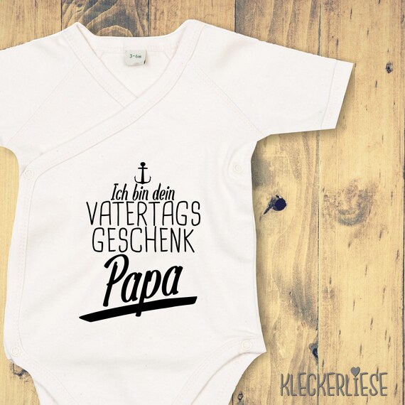 kleckerliese Wickel Baby Body "Ich bin dein Vatertags Geschenk Papa" Babybody Strampler Wickelbody Organic Kimono Kurzarm Vatertag