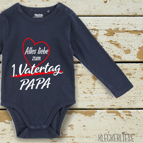 Kleckerliese Father's Day Long Sleeve Bodysuit "Happy Birthday to our 1st Father's Day Dad" Fair Wear Organic Baby Bodysuit