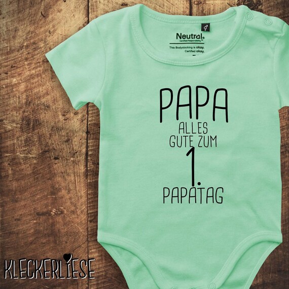 kleckerliese baby bodysuit "Dad happy 1st Dad's Day" Fair Wear Father's Day