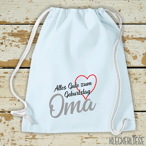 Kleckerliese Gymsack "Alles Gute OMA Herz" Rucksack Bag Stoffbeutel Turnbeutel Tragetasche