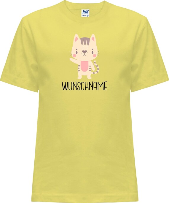 Kleckerliese Baby Kinder T-Shirt "Tiermotiv mit Wunschnamen Katze Mietze Cat" mit Wunschtext Kurzarm Sprüche Shirt Nicki mit Aufdruck Motiv