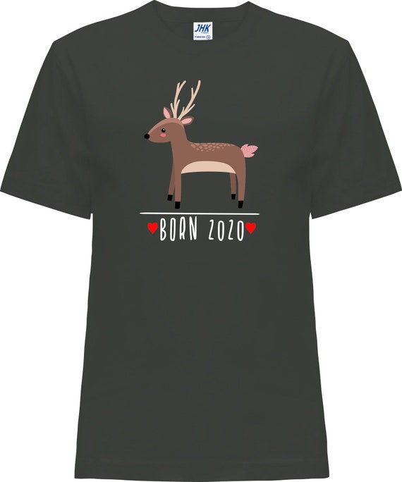 Kleckerliese Baby Kinder T-Shirt "Born 2020 Tiermotiv Reh" Kurzarm Sprüche Jungen Mädchen Shirt Nicki mit Aufdruck Motiv