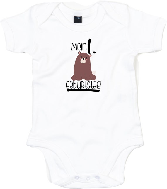 kleckerliese Baby Body "Mein 1. Geburtstag Bär" Babybody Strampler Jungen Mädchen Kurzarm