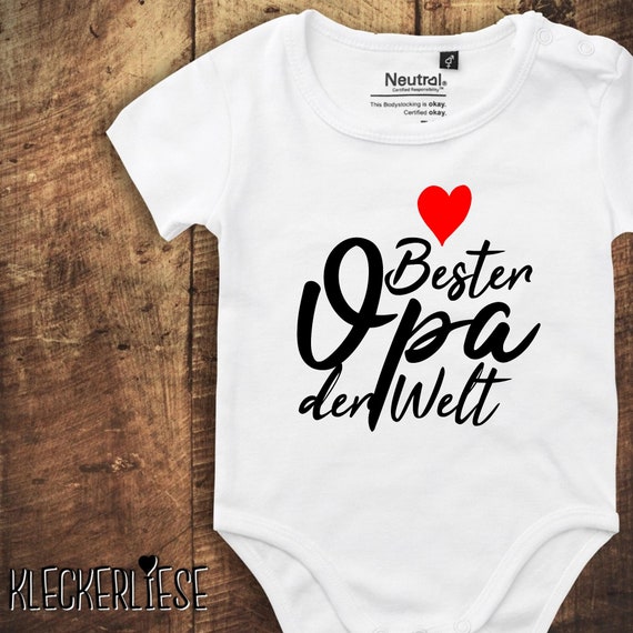 kleckerliese Babybody Body "Bester Opa der Welt" Fair Wear Strampler Baby Junge Mädchen