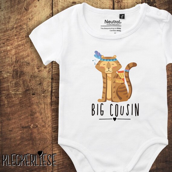 kleckerliese Babybody Body "Big Cousin Tiermotiv Tiger" Fair Wear Strampler Baby Junge Mädchen