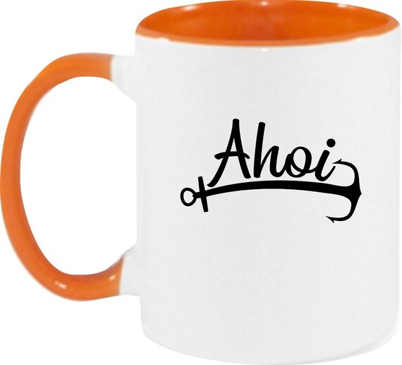 kleckerliese Kindertasse Teetasse Tasse Motiv "Ahoi Anker Meer Heimat" Milch Kakao Kaffeetasse