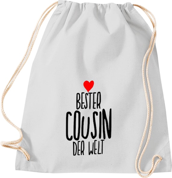 Kleckerliese Gymsack "Bester Cousin der Welt" Rucksack Bag Stoffbeutel Turnbeutel Tragetasche