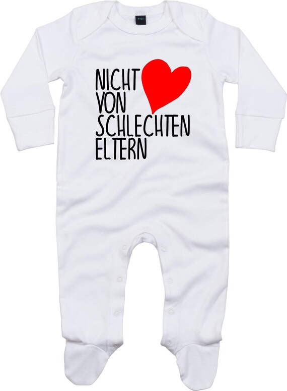 Kleckerliese Baby Schlafanzug "Nicht von schlechten Eltern" Sleepsuit Langarm Jungen Mädchen Einteiler Strampler