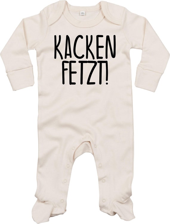 Kleckerliese Baby Schlafanzug "Kacken Fetzt!" Sleepsuit Langarm Jungen Mädchen Einteiler Strampler