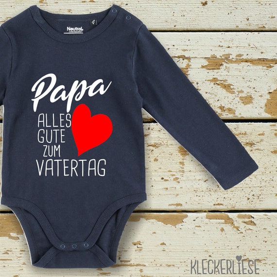 kleckerliese long-sleeved baby bodysuit "Papa Happy Father's Day Heart" Baby Body Boys Girls Longsleeve Fair Wear