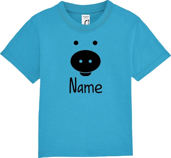 kleckerliese Kinder Baby Shirt Kleinkind "Tiere Schwein Ferkel Pig Wunschname" mit Wunschnamen Jungen Mädchen T-Shirt