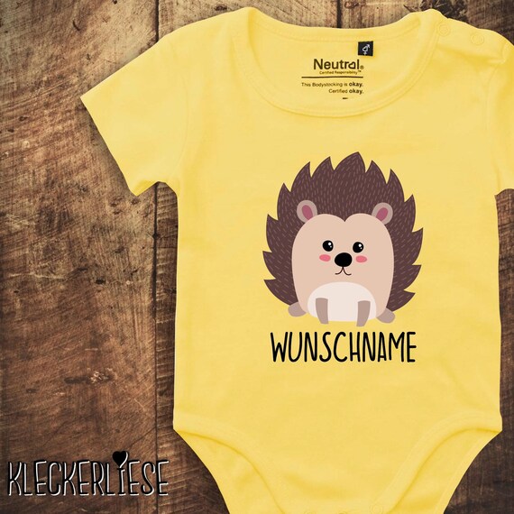 kleckerliese baby bodysuit "desired name hedgehog" fair wear