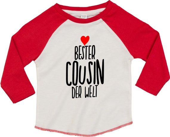 Kleckerliese Baby Kinder T-Shirt Langarmshirt  "Bester Cousin der Welt" Raglan-Ärmel Jungen Mädchen