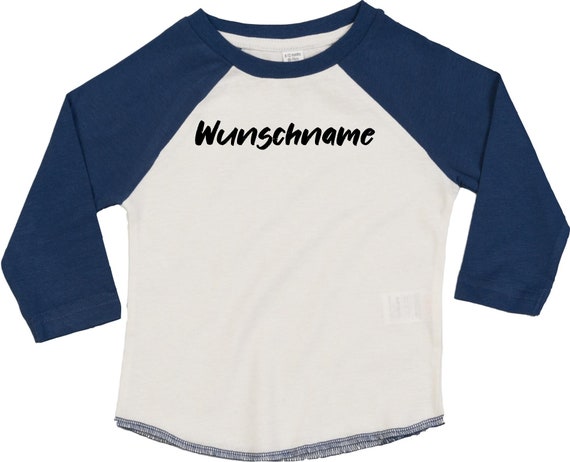 Kleckerliese Baby Kinder T-Shirt mit Wunschnamen Langarmshirt  "Motiv" Raglan-Ärmel Jungen Mädchen