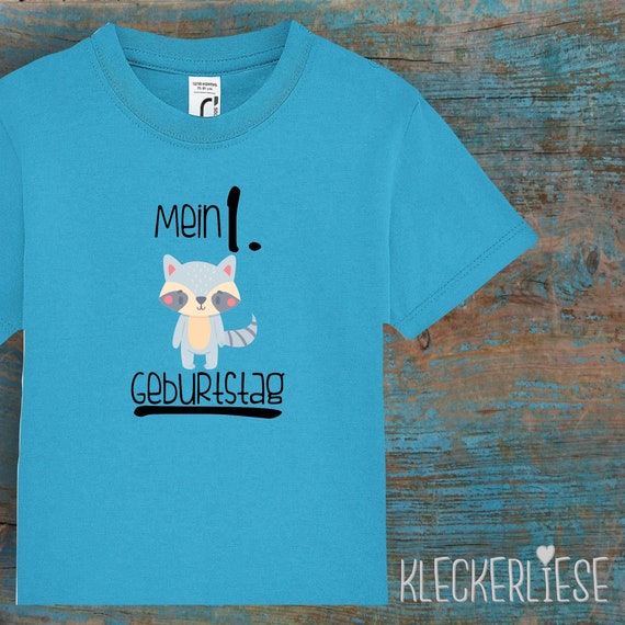 Kinder Baby Shirt Kleinkind "Mein 1. Geburtstag Waschbär" T-Shirt Jungen Mädchen