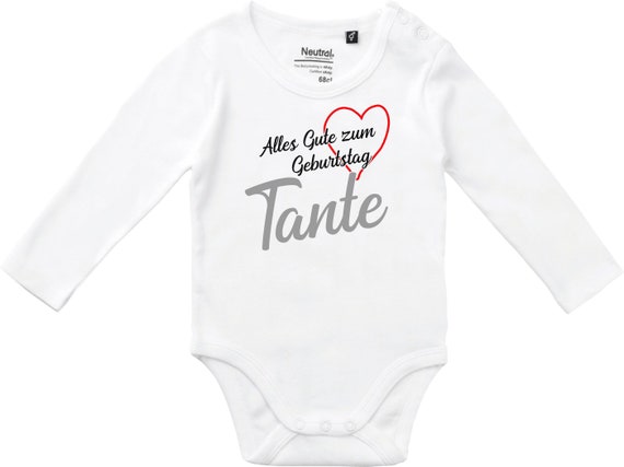 kleckerliese Langarm Babybody "Alles Gute TANTE Herz" Baby Body Jungen Mädchen Longsleeve Fair Wear