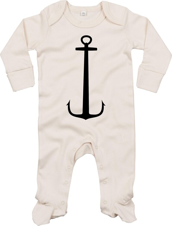 Kleckerliese Baby Schlafanzug "Anker Meer Heimat" Sleepsuit Langarm Jungen Mädchen Einteiler Strampler
