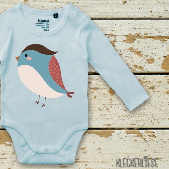 kleckerliese Langarm Babybody "Vogel" Baby Body Jungen Mädchen Longsleeve Fair Wear