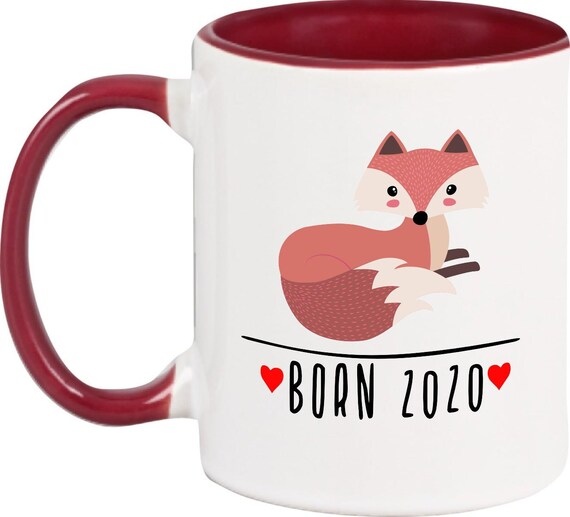 kleckerliese Kindertasse Teetasse Tasse Motiv "Born 2020 Tiermotiv Fuchs" Milch Kakao Kaffeetasse