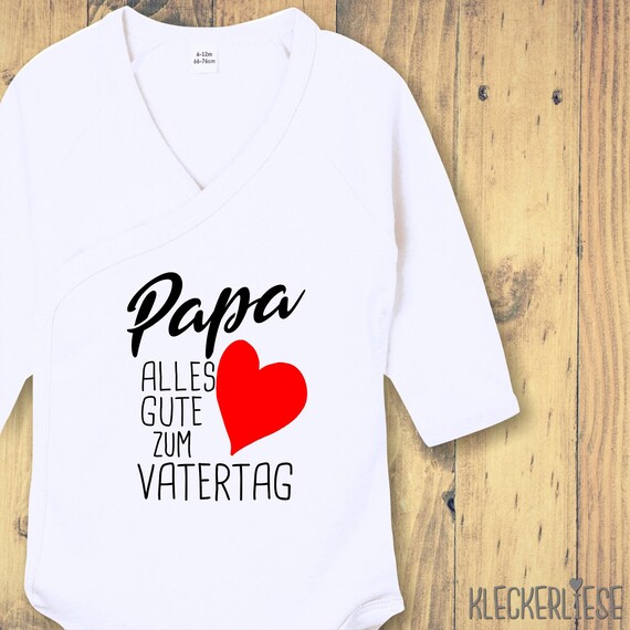 Langarm Wickel Baby Body "Papa alles Gute zum Vatertag" Babybody Strampler