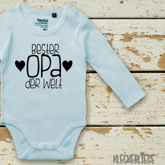 kleckerliese Langarm Babybody "Bester Opa der Welt" Baby Body Jungen Mädchen Longsleeve Fair Wear