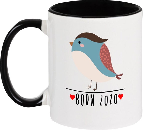 kleckerliese Kindertasse Teetasse Tasse Motiv "Born 2020 Tiermotiv Vogel" Milch Kakao Kaffeetasse